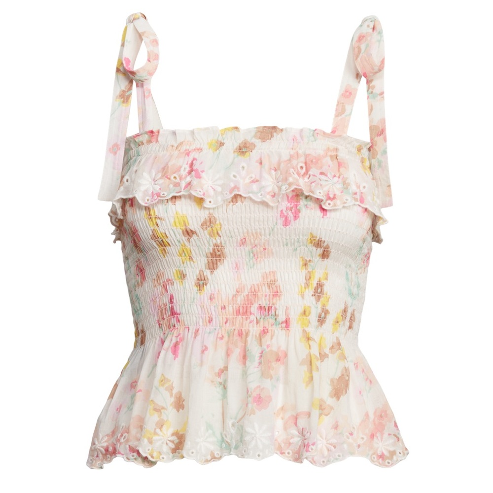NWT Polo Ralph Lauren Floral Ruffled Peplum Tank Top Size S MSRP $268